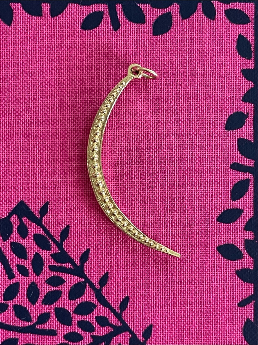 Helen Ficalora 14KT Yellow Gold Large Dotted Crescent Moon Charm